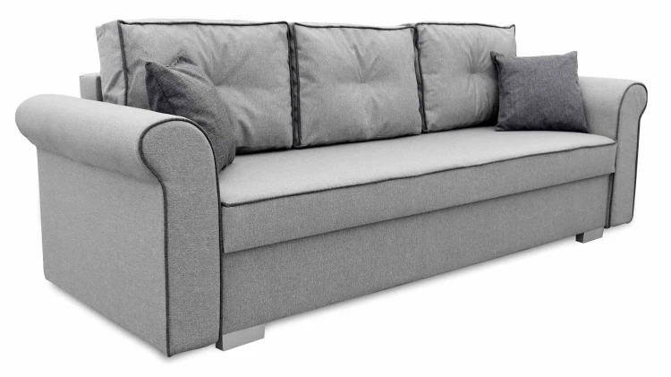 Kanapa z funkcją spania sofa rozkładana z pojemnikiem Merida szara - internetowy sklep meblowy Bird Meble