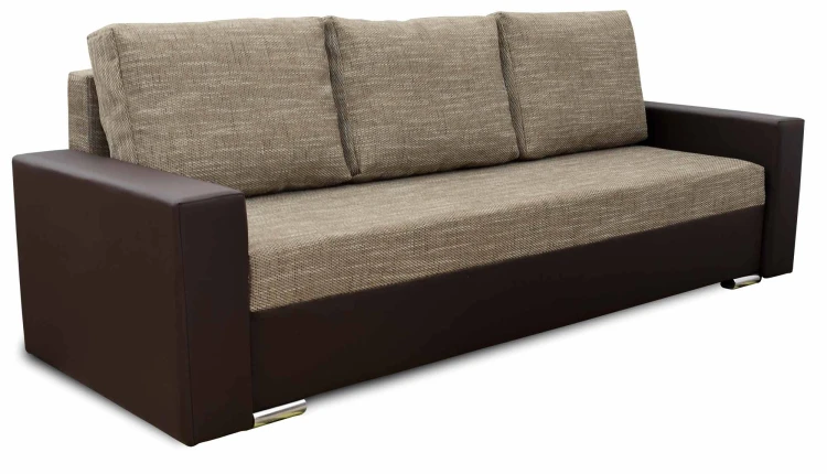 Kanapa z funkcją spania i pojemnikiem do salonu sofa Klass brąz/cappucino - internetowy sklep meblowy Bird Meble