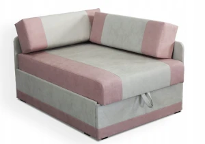 Sofa rozkładana narożnik funkcja spania jednoosobowa Vaxer Różowo/Szara