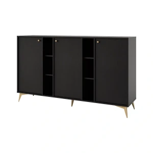 Komoda trzydrzwiowa do salonu Sakai 1 3F T823 Czarny