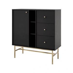 Komoda z szufladami do salonu Sakai 3 1F 3S T824 Czarny