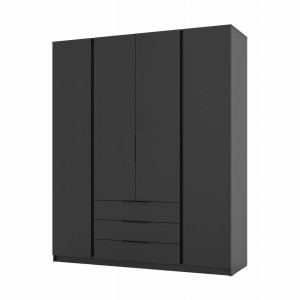 Szafa do przedpokoju 4-drzwiowa z szufladami i półkami Dravero BL/BL 4F 3S