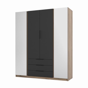 Szafa do przedpokoju 4-drzwiowa z lustrem i szufladami Dravero EV/BL 2L 2F 3S
