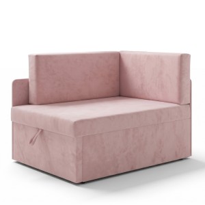 Sofa rozkładana narożna dla dzieci z funkcją spania Milavo Różowa
