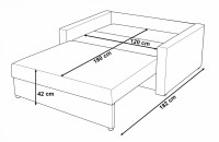 Sofa fotel amerykanka z funkcją spania Tedi 2 Czarna/Zielona