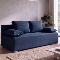 Kanapa sofa rozkładana z funkcją spania Lunera 2 strukturalna Niebieska
