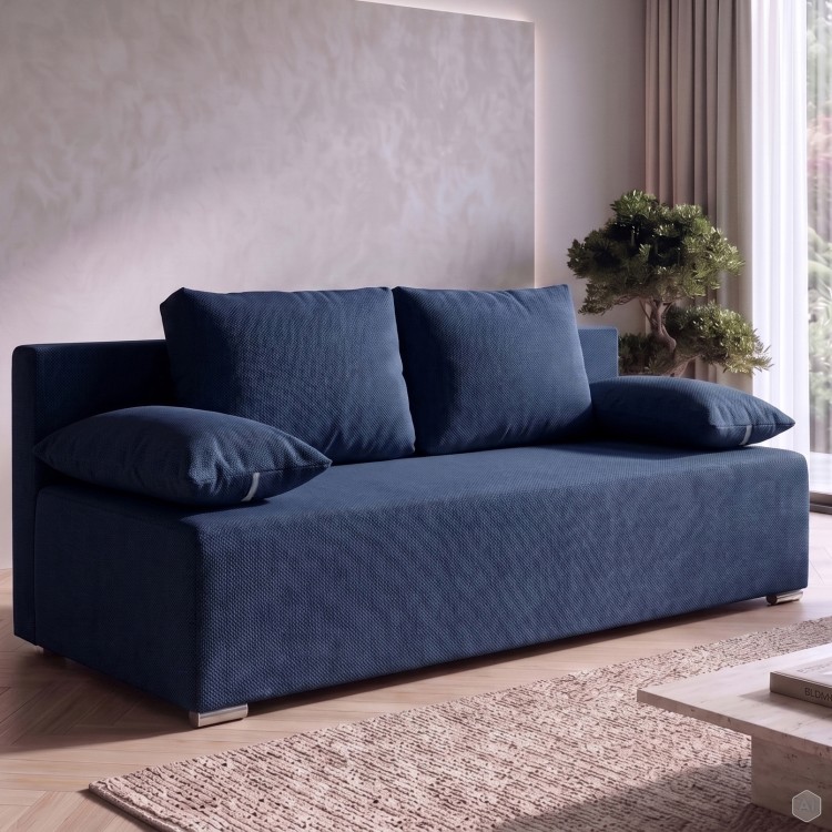 Kanapa sofa rozkładana z funkcją spania Lunera 2 strukturalna Niebieska