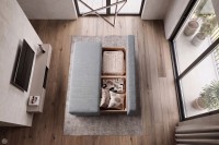 Kanapa sofa rozkładana z funkcją spania Lunera 2 strukturalna Niebieska