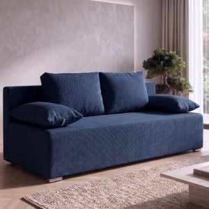 Kanapa sofa rozkładana z funkcją spania Lunera Prima strukturalna Niebieska