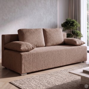 Kanapa sofa rozkładana z funkcją spania Lunera 2 boucle baranek Brązowa