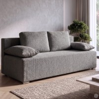 Kanapa sofa rozkładana z funkcją spania Lunera 2 boucle baranek Grafitowa