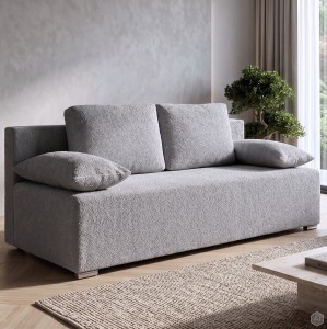 Kanapa sofa rozkładana z funkcją spania Lunera 2 boucle baranek Szara
