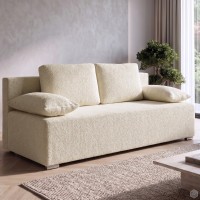 Kanapa sofa rozkładana z funkcją spania Lunera Prima boucle baranek Kremowa