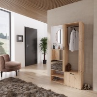 Garderoba do przedpokoju TARVIMO z lustrem lamelami szafka na buty Dąb Artisan