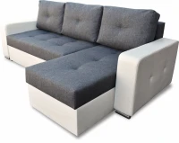 Sofa narożna z funkcją spania i pojemnikiem pikowany Gladje krem/grafit - internetowy sklep meblowy Bird Meble