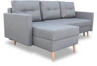 Sofa narożna rozkładana z funkcją spania i pojemnikiem skandynawski Malmo szary - internetowy sklep meblowy Bird Meble