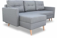 Sofa narożna rozkładana z funkcją spania i pojemnikiem skandynawski Malmo szary - internetowy sklep meblowy Bird Meble