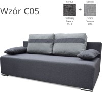Sofa Ecco z funkcją spania codziennego w kolorach grafit + szary