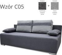 Sofa Ecco z funkcją spania codziennego w kolorach grafit + szary