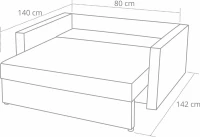 sofa fotel amerykanka rozkładana do przodu Tedi 1 wymiary po rozłożeniu - internetowy sklep meblowy Bird Meble