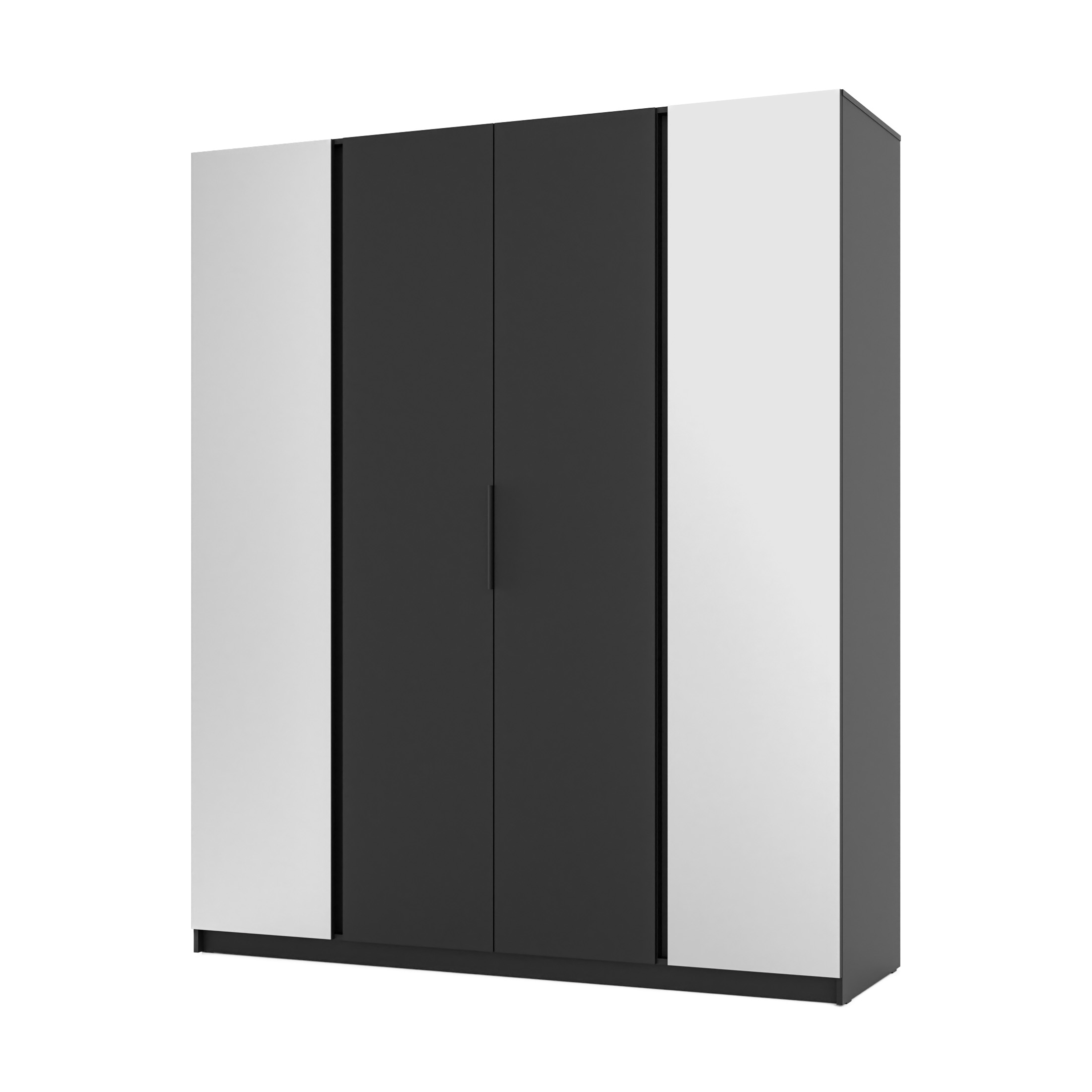 Szafa do przedpokoju 4-drzwiowa z lustrem i półkami Dravero BL/BL 2L 2F