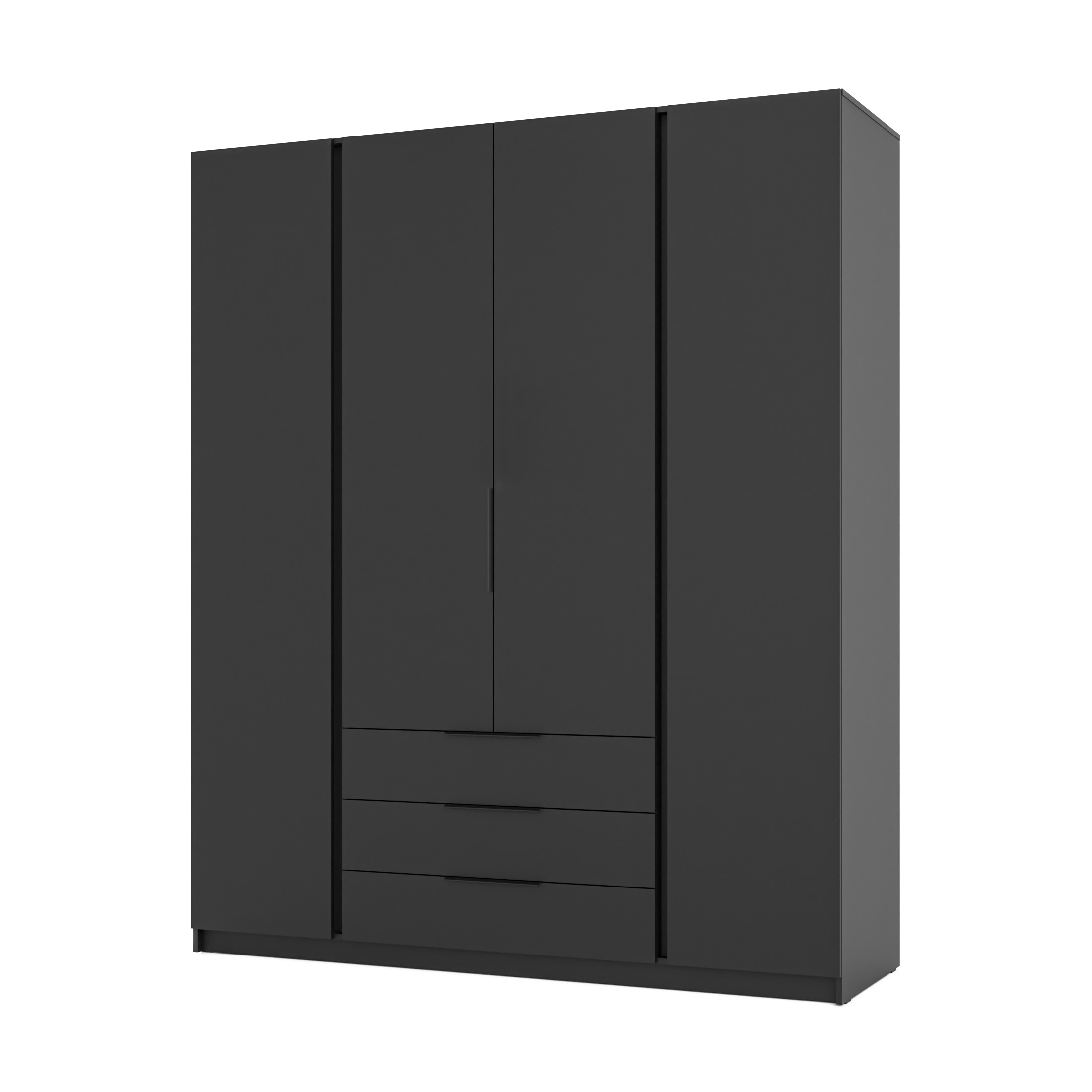 Szafa do przedpokoju 4-drzwiowa z szufladami i półkami Dravero BL/BL 4F 3S