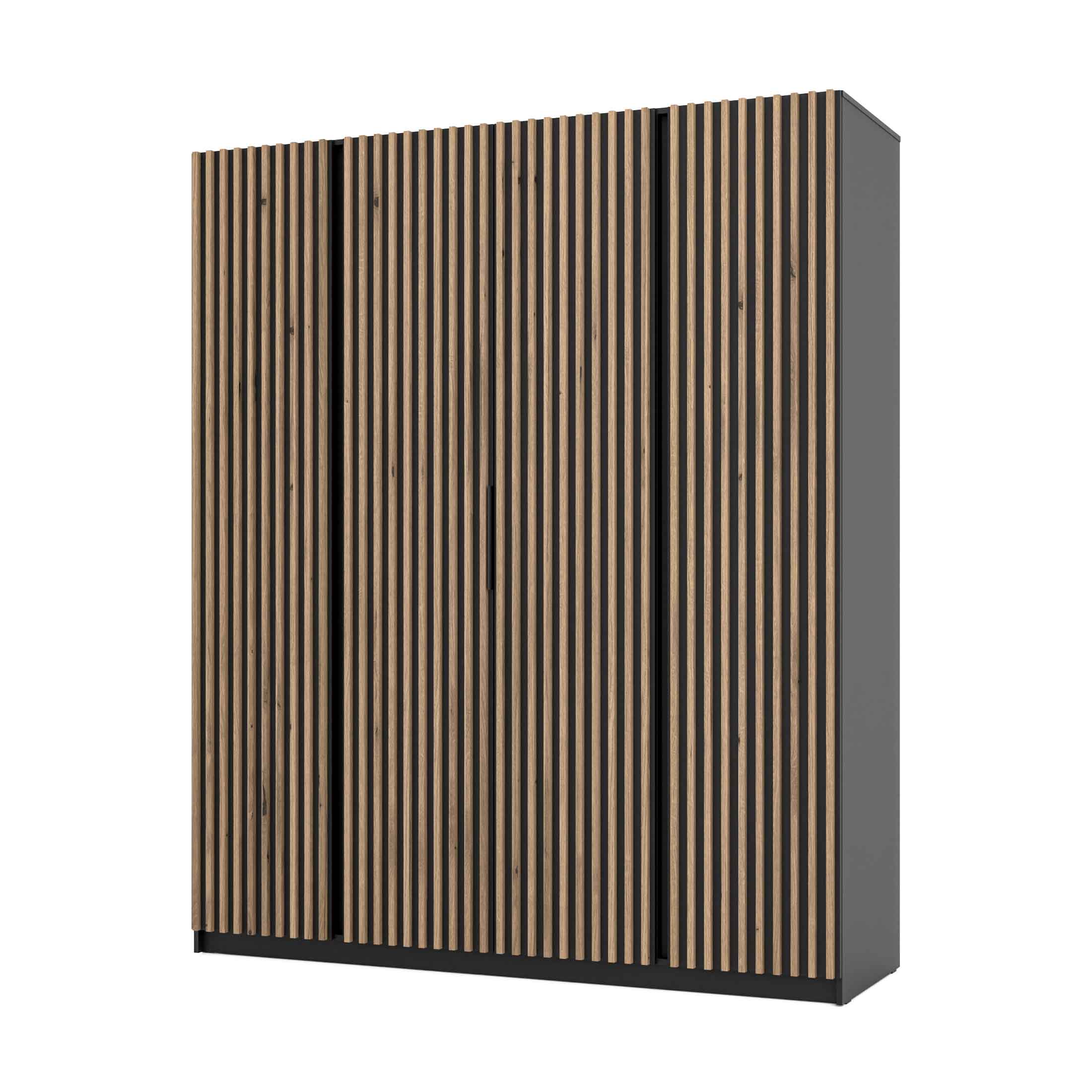 Szafa do przedpokoju 4-drzwiowa z lamelami i półkami Dravero BL/BL-EV 4LAM