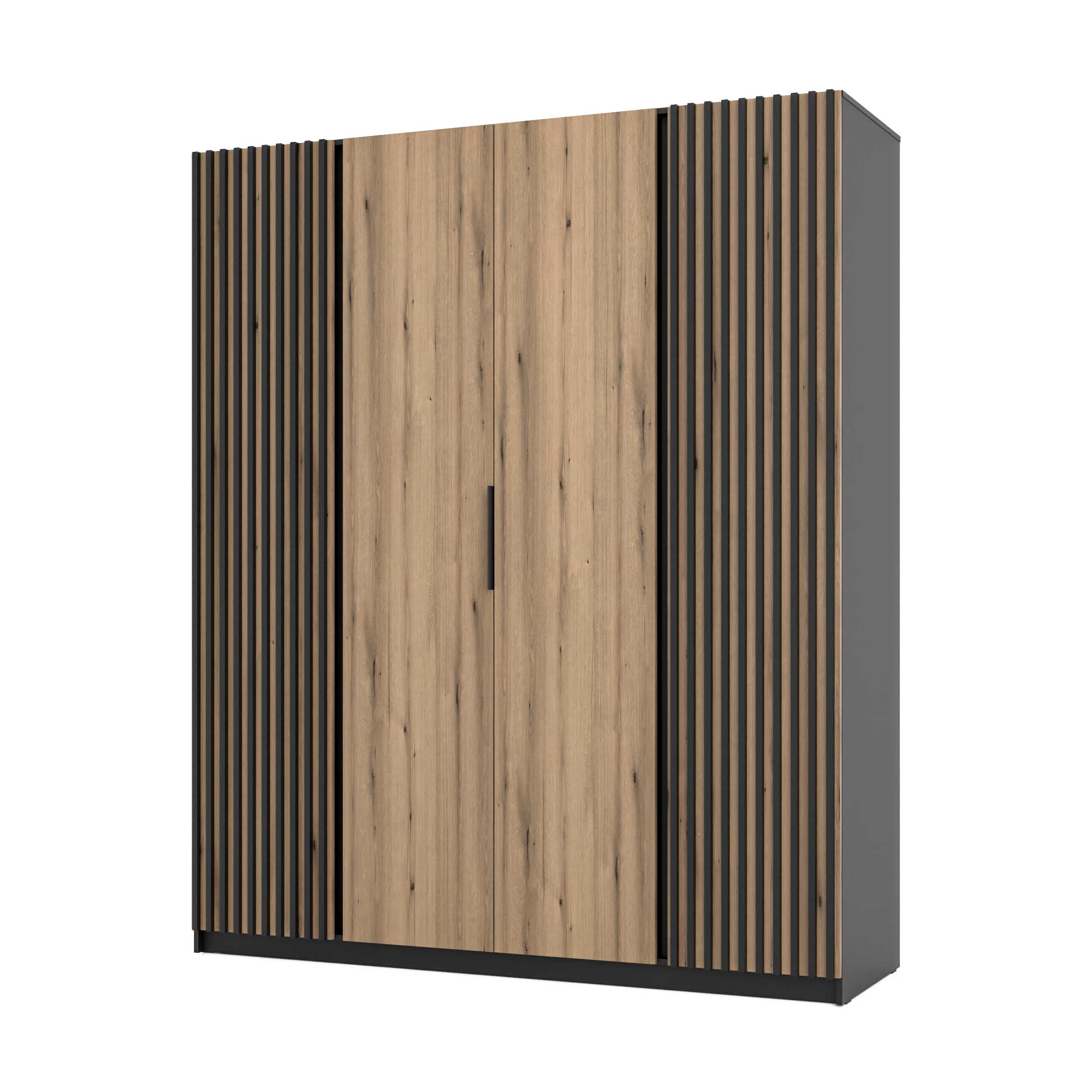 Szafa do przedpokoju i sypialni 4-drzwiowa z lamelami Dravero BL/EV-BL 2LAM 2F