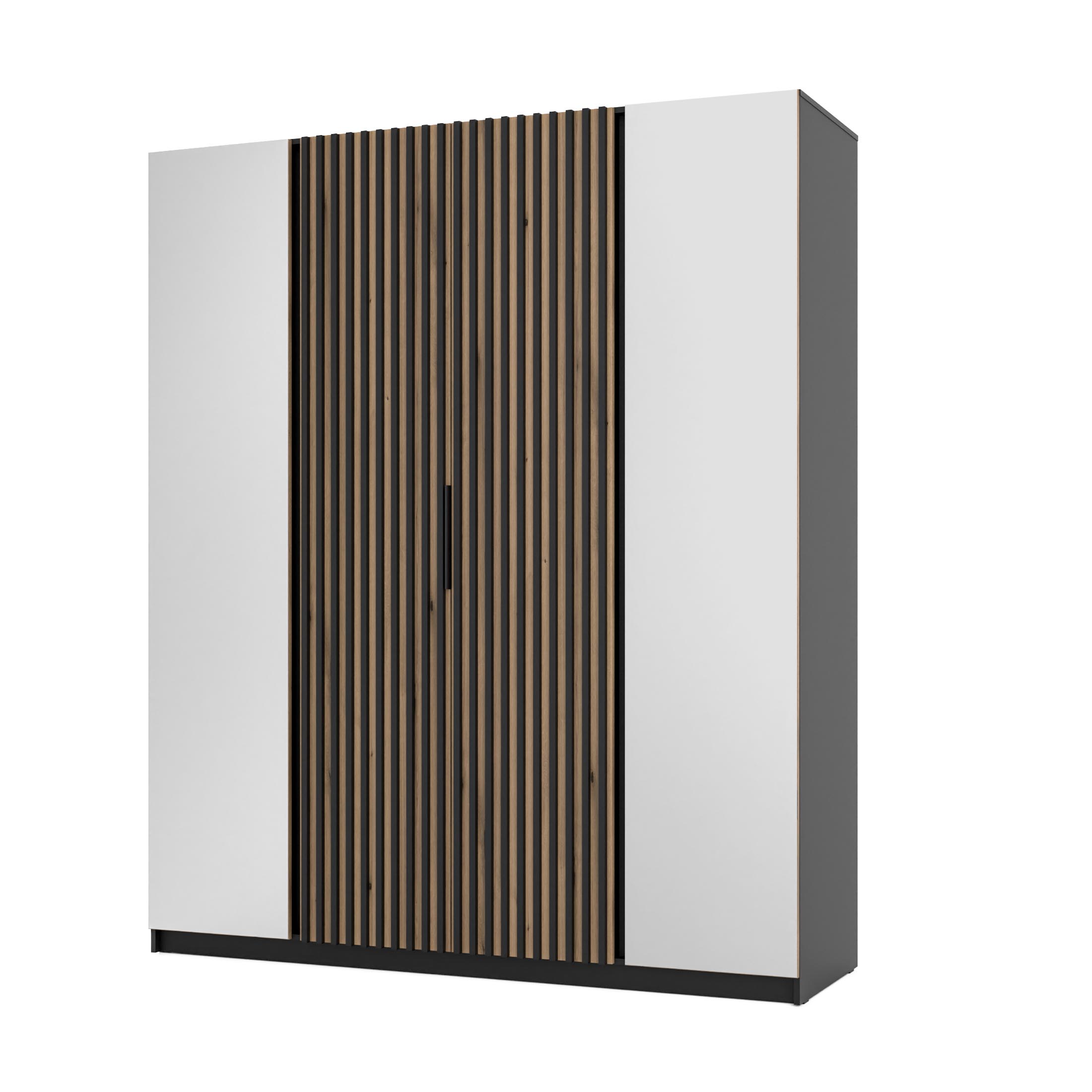 Szafa do przedpokoju 4-drzwiowa z lustrem i lamelami Dravero BL/EV-BL 2L 2LAM