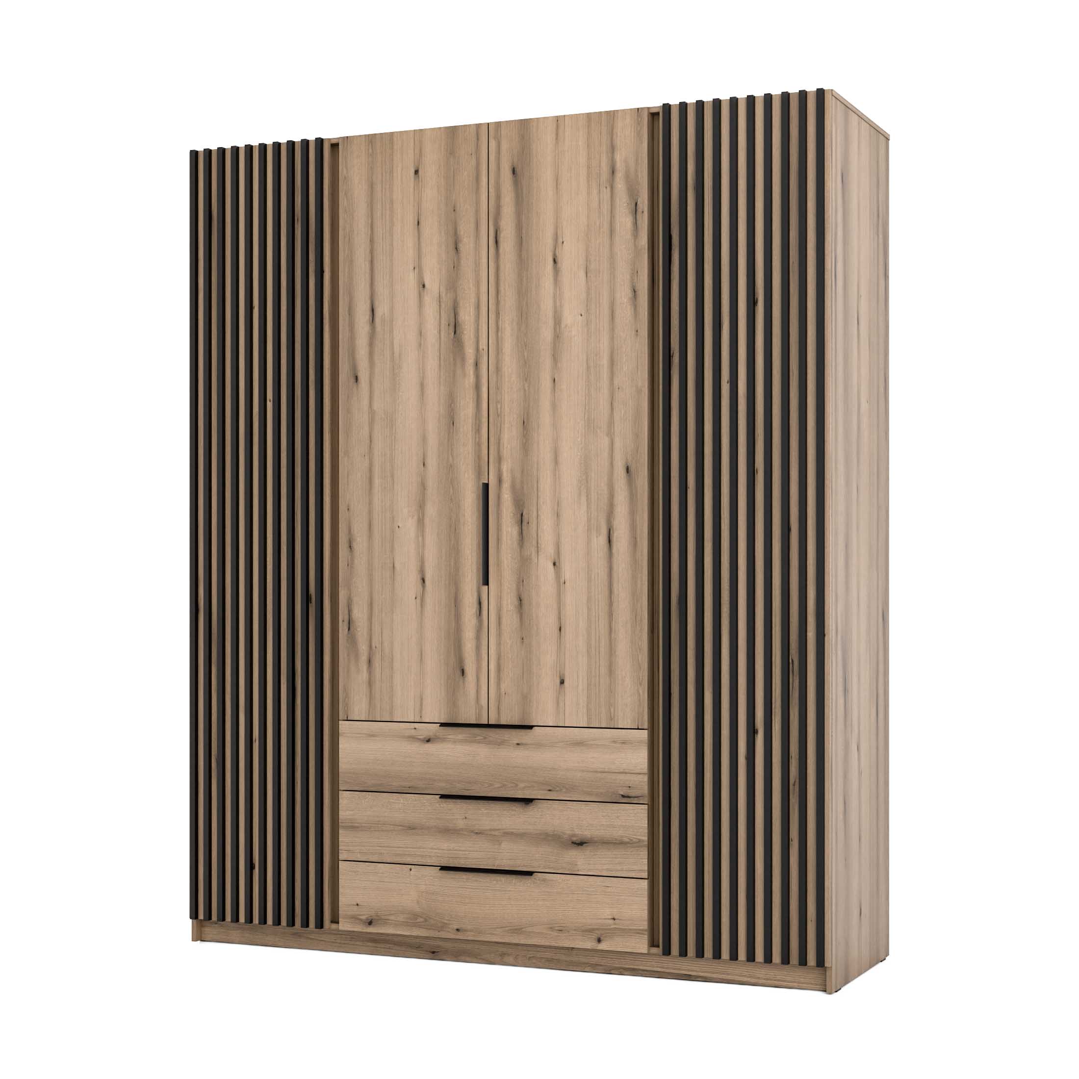 Szafa do przedpokoju 4-drzwiowa z szufladami i lamelami Dravero EV/EV-BL 2LAM 2F 3S