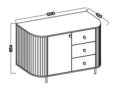 Komoda do salonu z trzema szufladami i drzwiami Flana 813 1F3S Beżowa