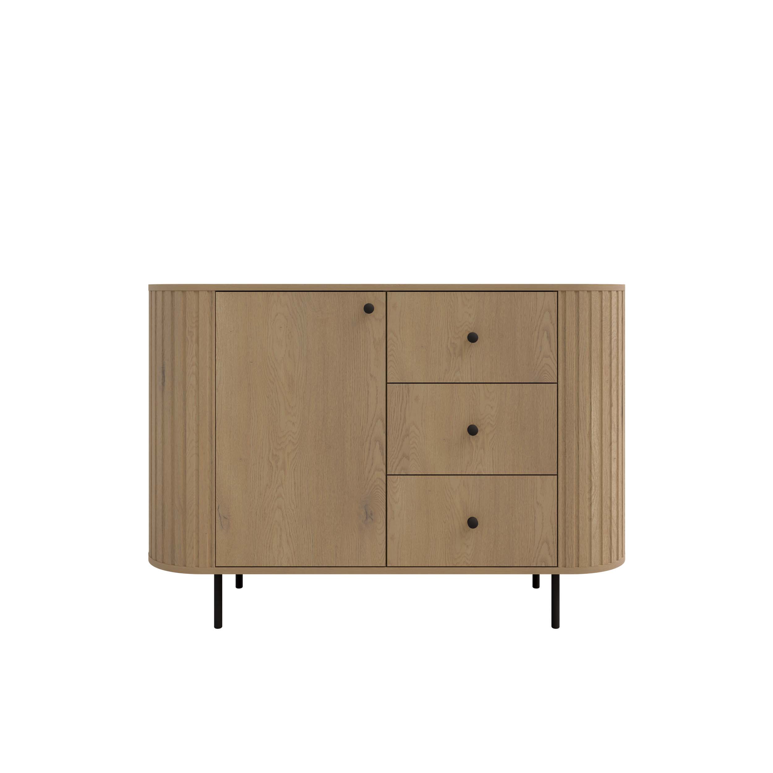 Komoda do salonu z trzema szufladami i drzwiami Flana 813 1F3S Dąb Cremona