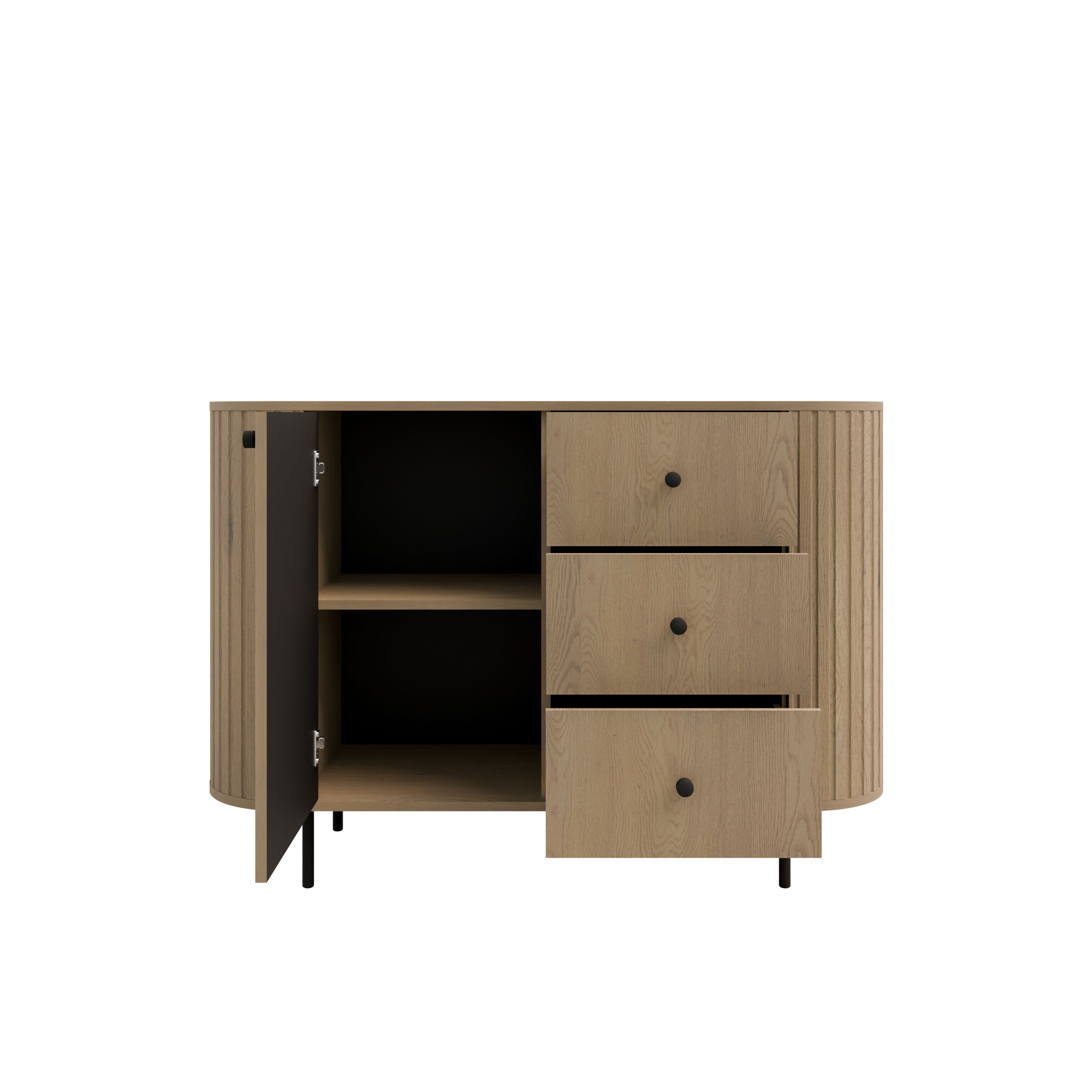 Komoda do salonu z trzema szufladami i drzwiami Flana 813 1F3S Dąb Cremona