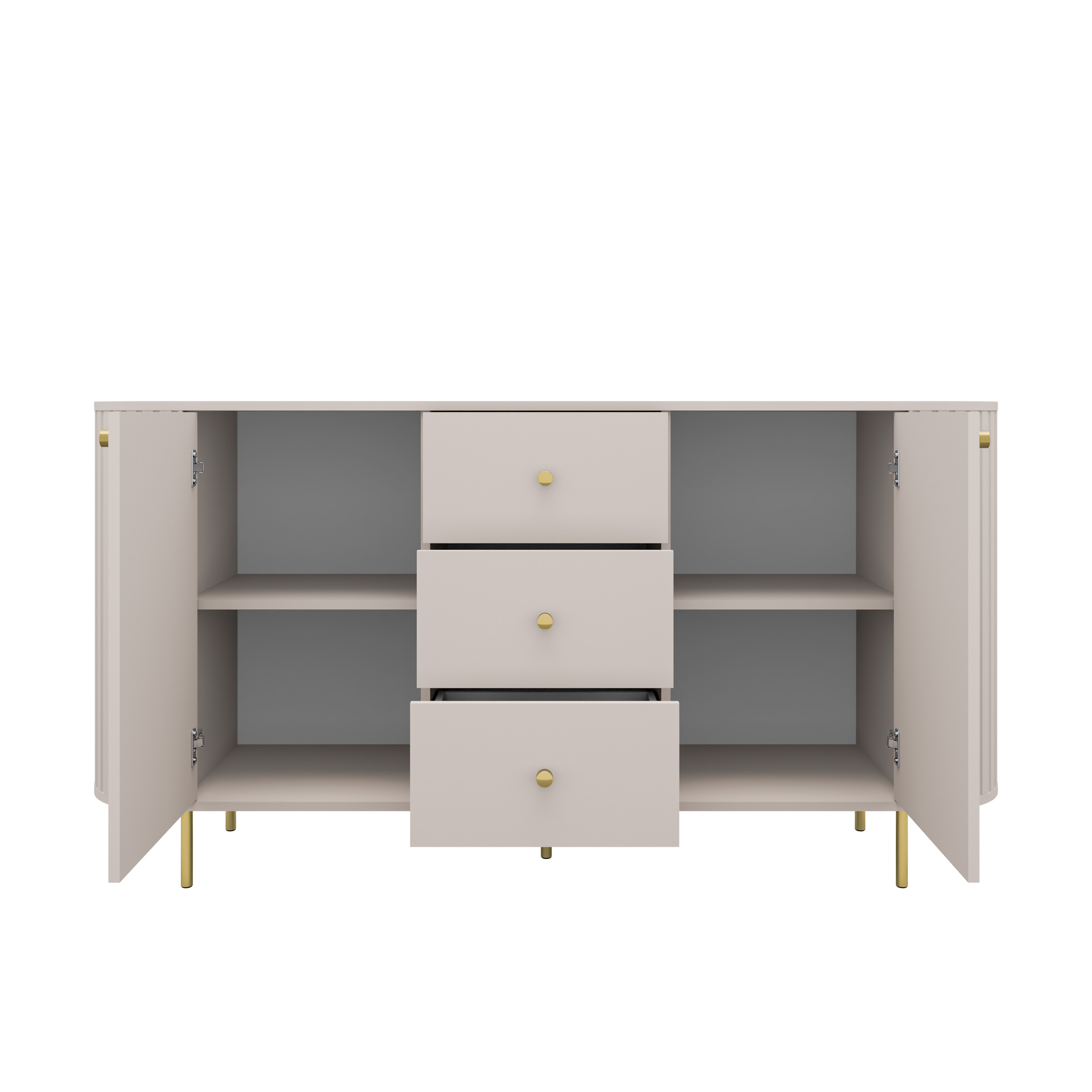 Komoda do salonu z trzema szufladami i dwoma drzwiami Flana 823 2F3S Beżowa