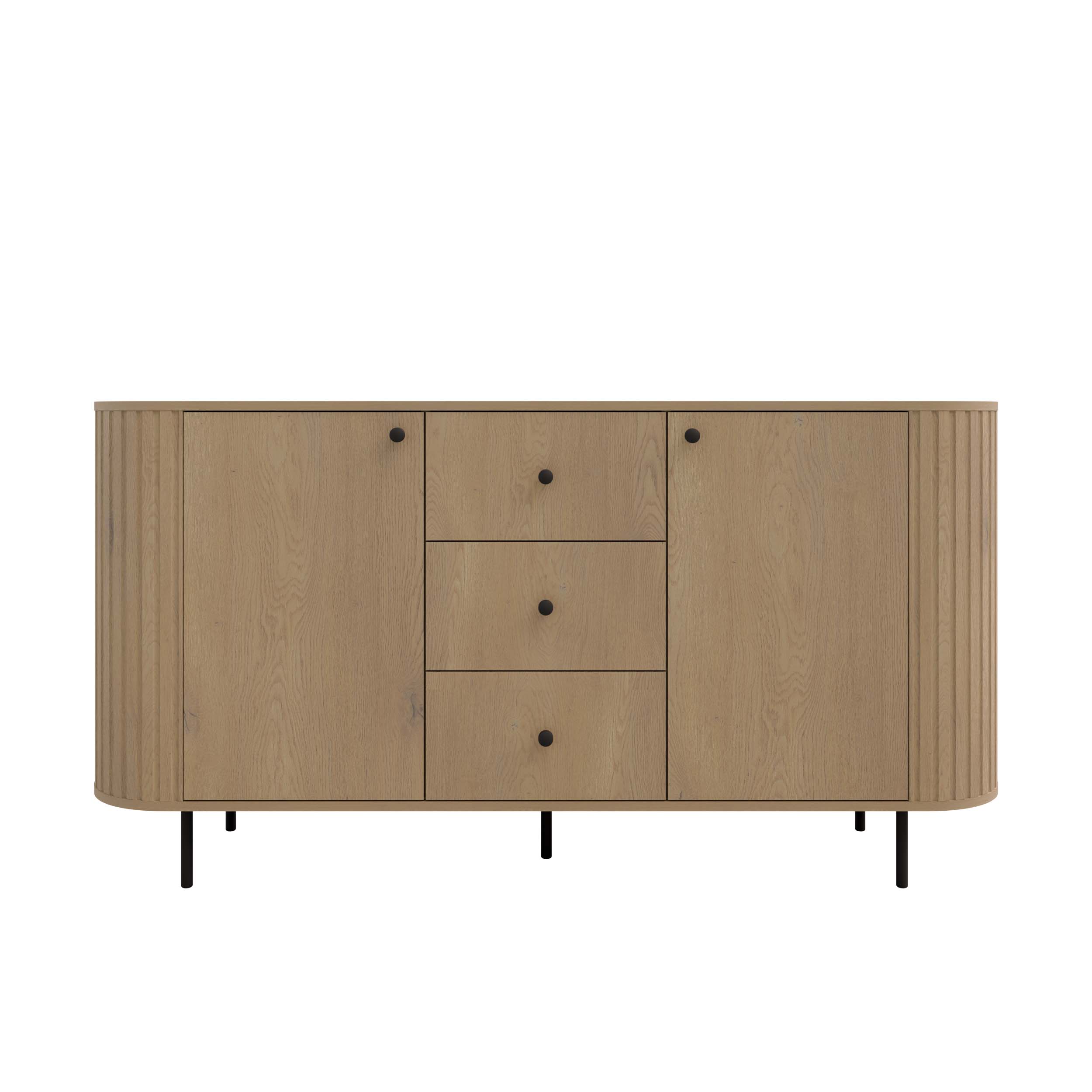 Komoda do salonu z trzema szufladami i dwoma drzwiami Flana 823 2F3S Dąb Cremona