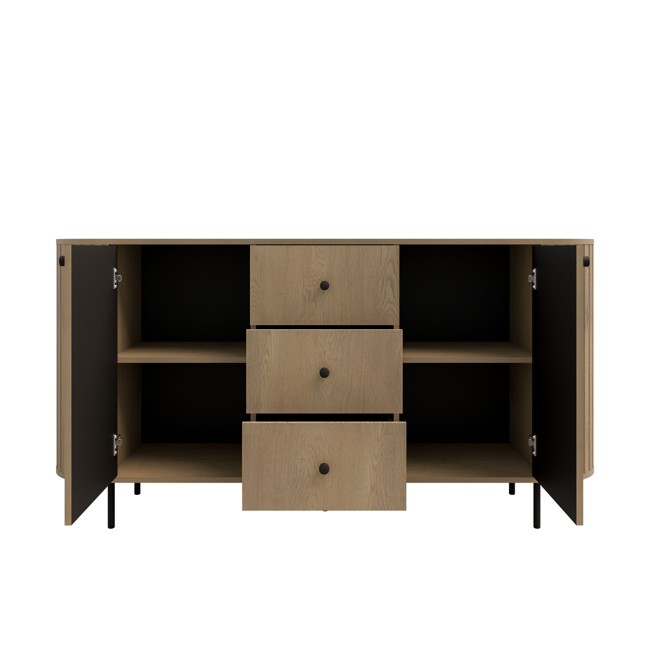 Komoda do salonu z trzema szufladami i dwoma drzwiami Flana 823 2F3S Dąb Cremona