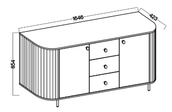 Komoda do salonu z trzema szufladami i dwoma drzwiami Flana 823 2F3S Dąb Cremona