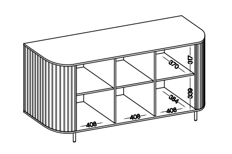 Komoda do salonu z trzema drzwiami i ryflowaniami Flana 830 3F Beżowa