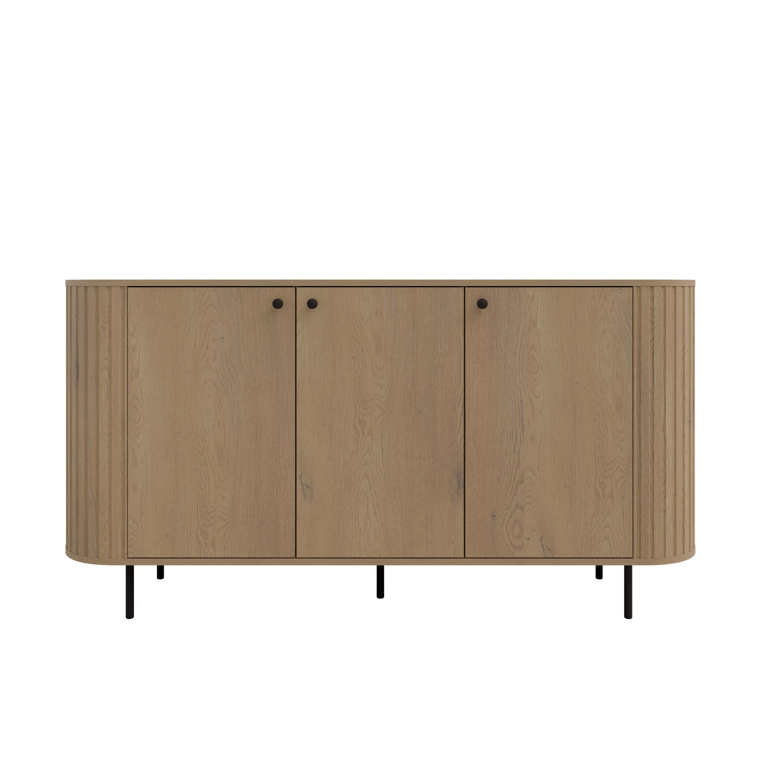 Komoda do salonu z trzema drzwiami i ryflowaniami Flana 830 3F Dąb Cremona