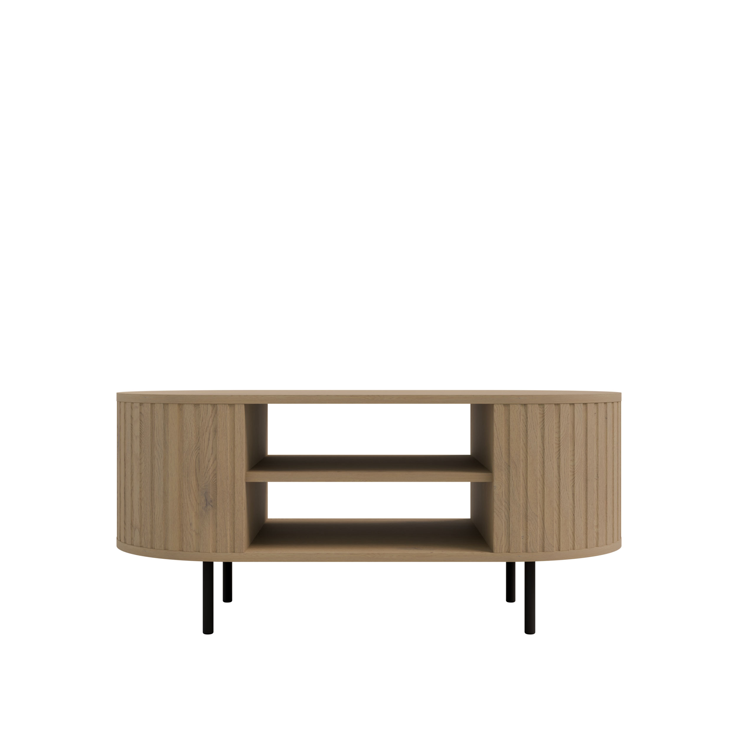 Owalny stolik kawowy z ryflowanymi bokami do salonu Flana 200 Dąb Cremona