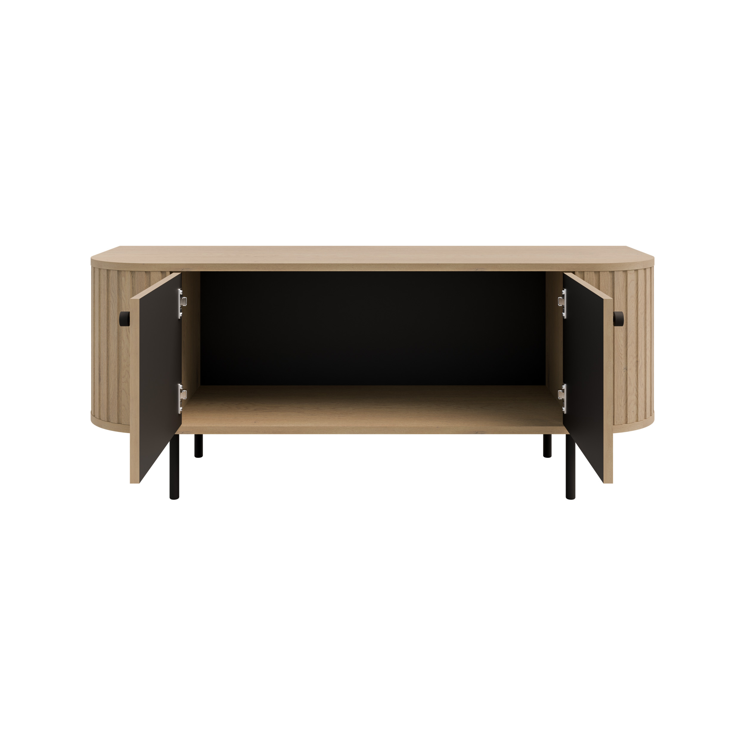 Szafka RTV do salonu z dwoma drzwiami i ryflowaniami Flana 302 2F Dąb Cremona