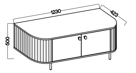 Szafka RTV do salonu z dwoma drzwiami i ryflowaniami Flana 302 2F Dąb Cremona