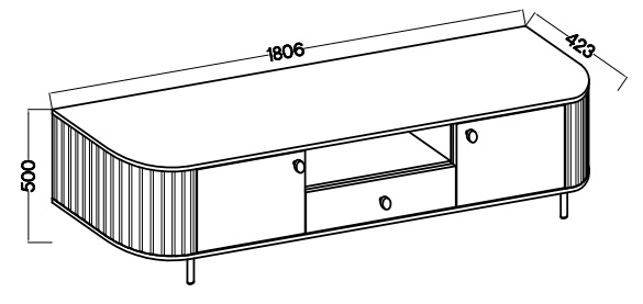 Szafka RTV z dwoma drzwiami i szufladą do salonu Flana 321 2F1S Dąb Cremona