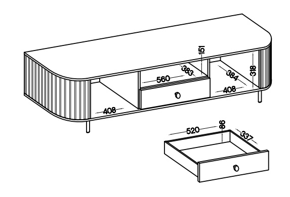 Szafka RTV z dwoma drzwiami i szufladą do salonu Flana 321 2F1S Dąb Cremona