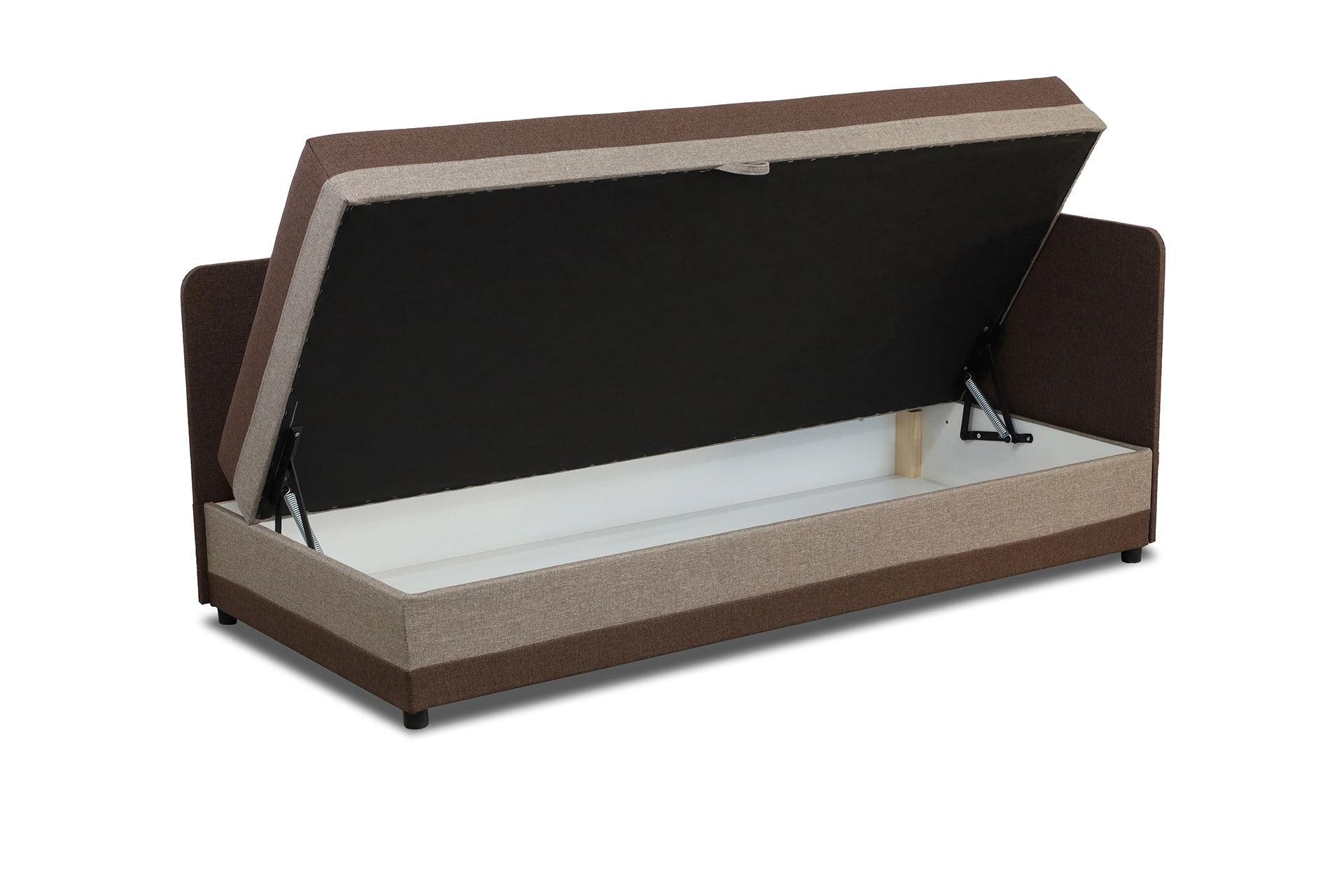 Tapczan łóżko jednoosobowe z pojemnikiem Hirek Eko 90x200 Brązowe/Beżowe