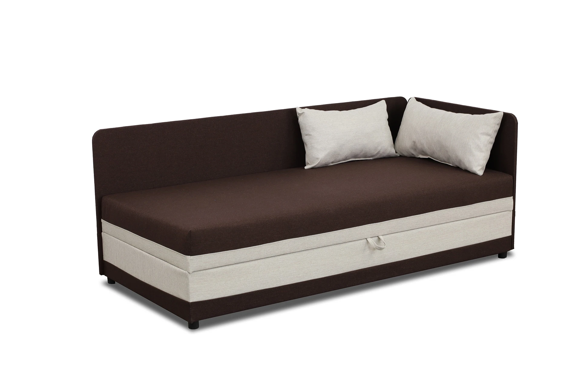 Tapczan łóżko jednoosobowe z pojemnikiem Hirek Eko 80x180 Brązowe/Ecru