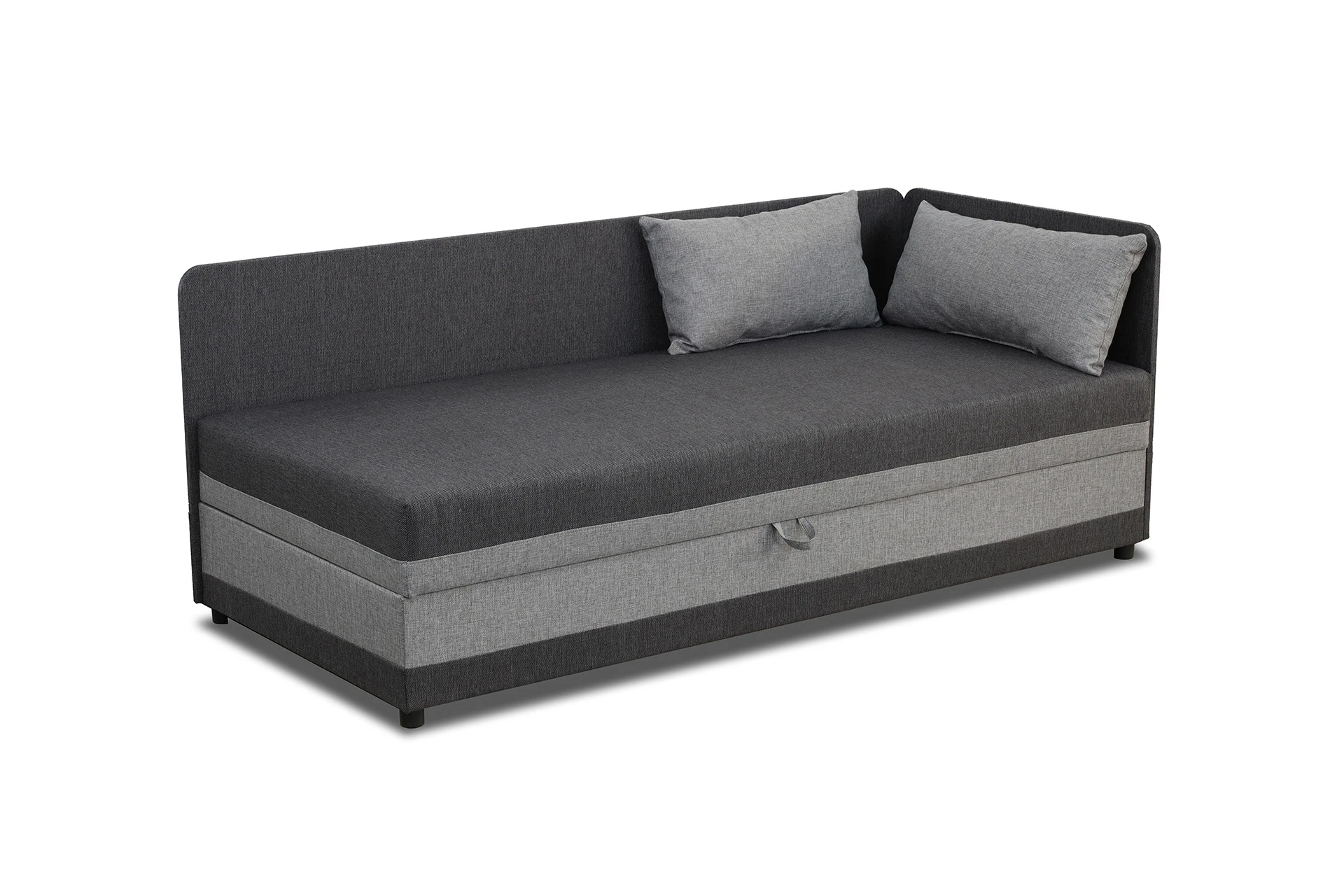 Tapczan łóżko jednoosobowe z pojemnikiem Hirek Eko 90x200 Grafitowe/Szare