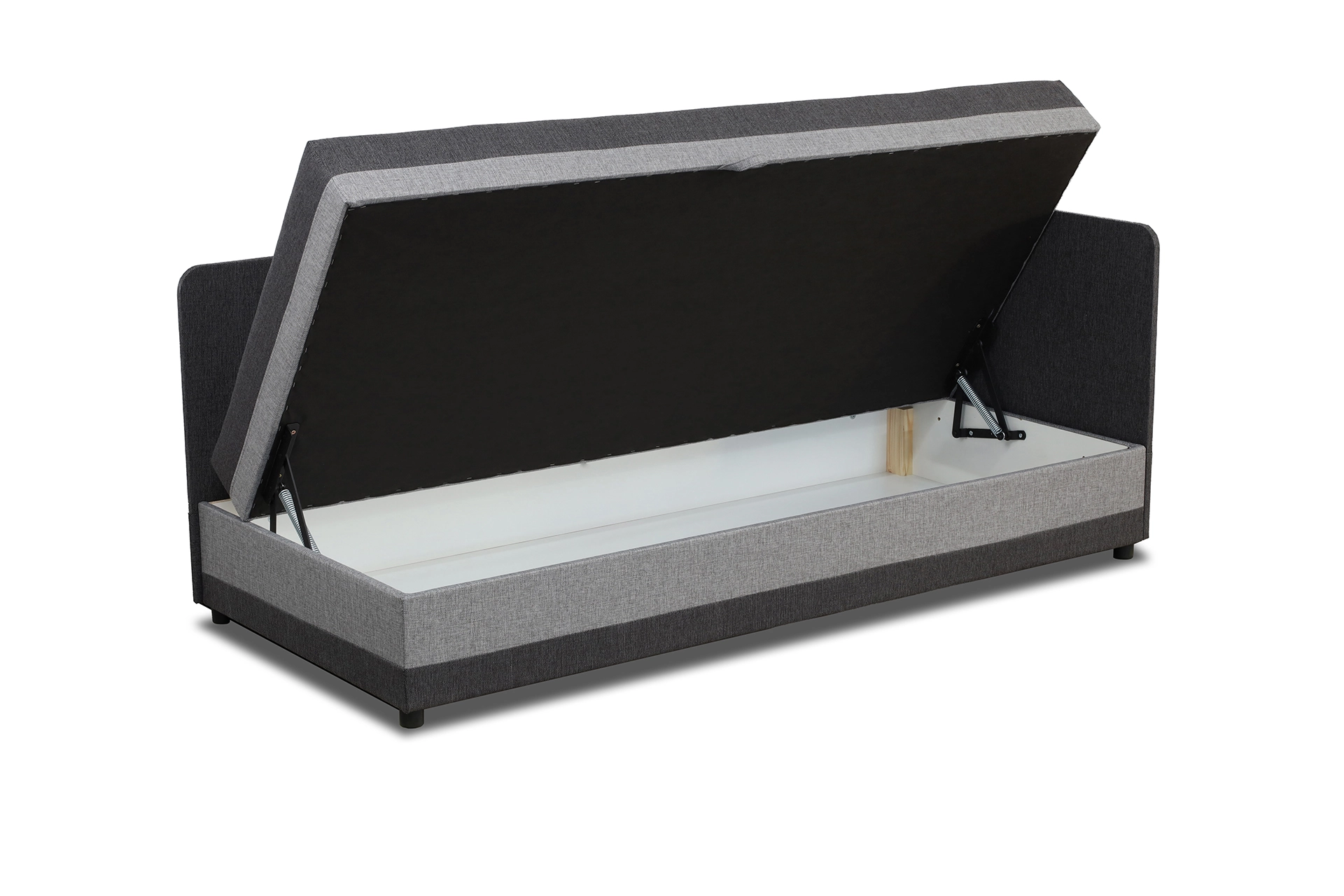 Tapczan łóżko jednoosobowe z pojemnikiem Hirek Eko 90x200 Grafitowe/Szare