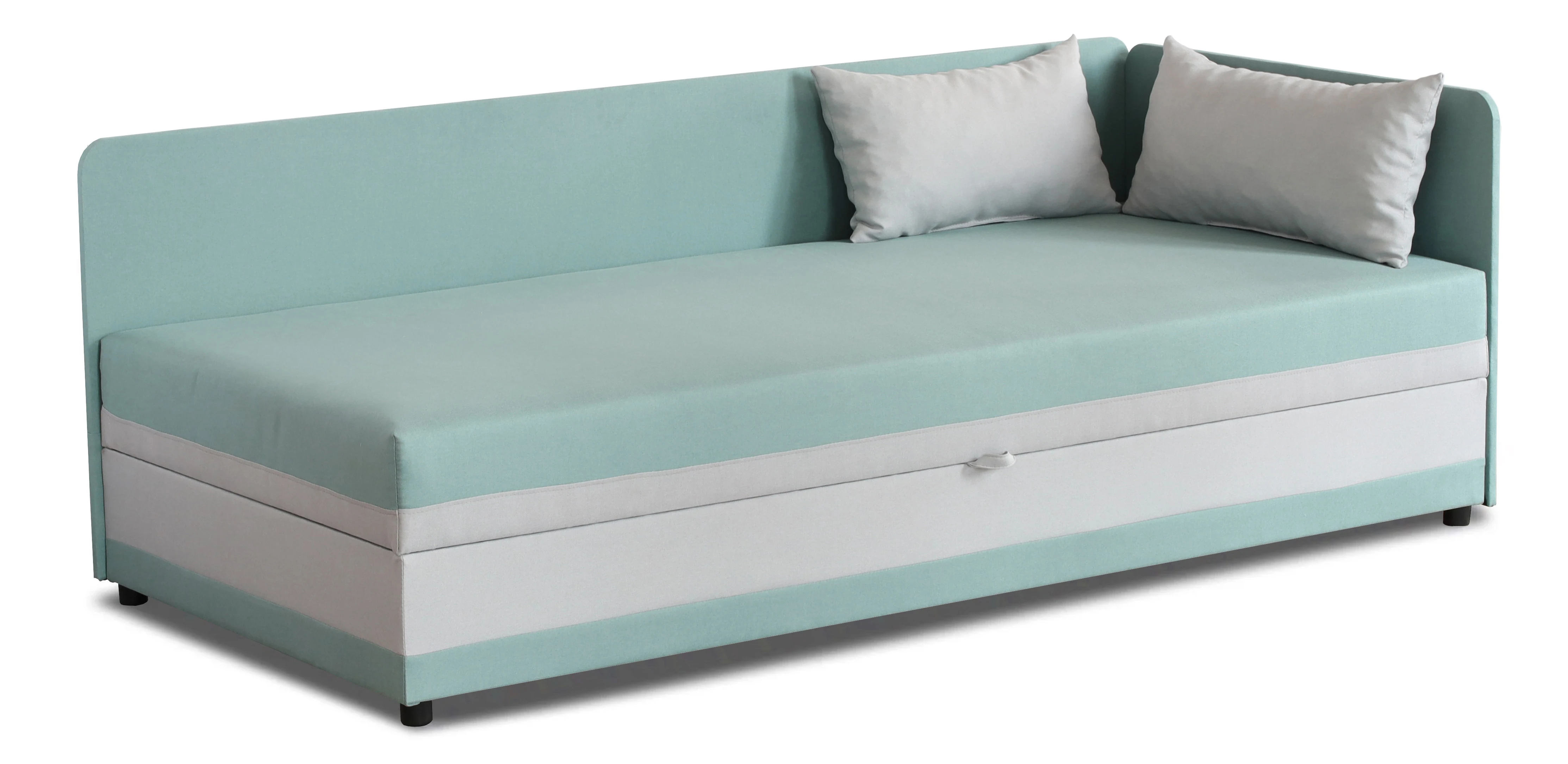 Tapczan łóżko jednoosobowe z pojemnikiem Hirek Eko 80x200 Miętowy/Szary