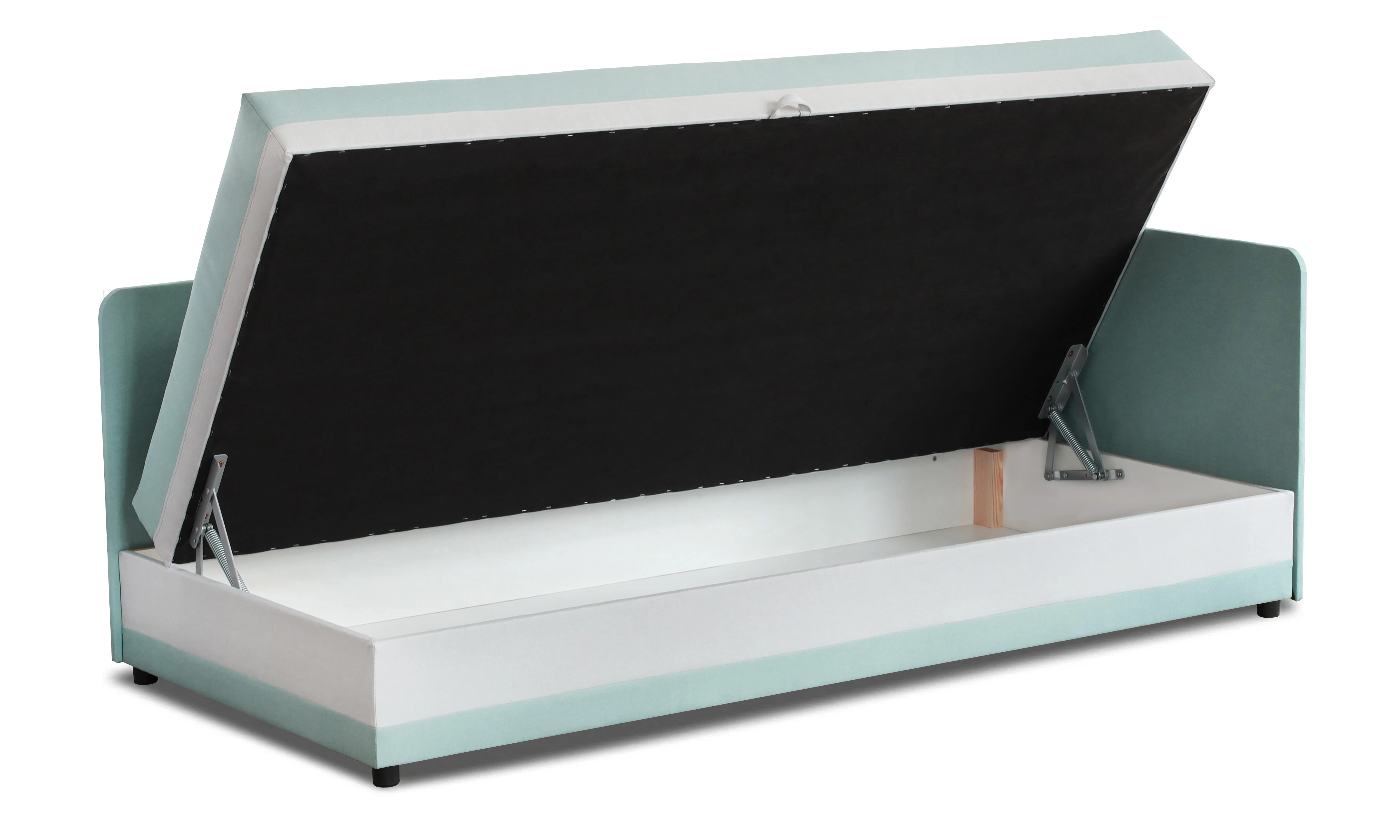 Tapczan łóżko jednoosobowe z pojemnikiem Hirek Eko 80x200 Miętowy/Szary